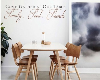 Come Gather at our Table Decal with Scroll design